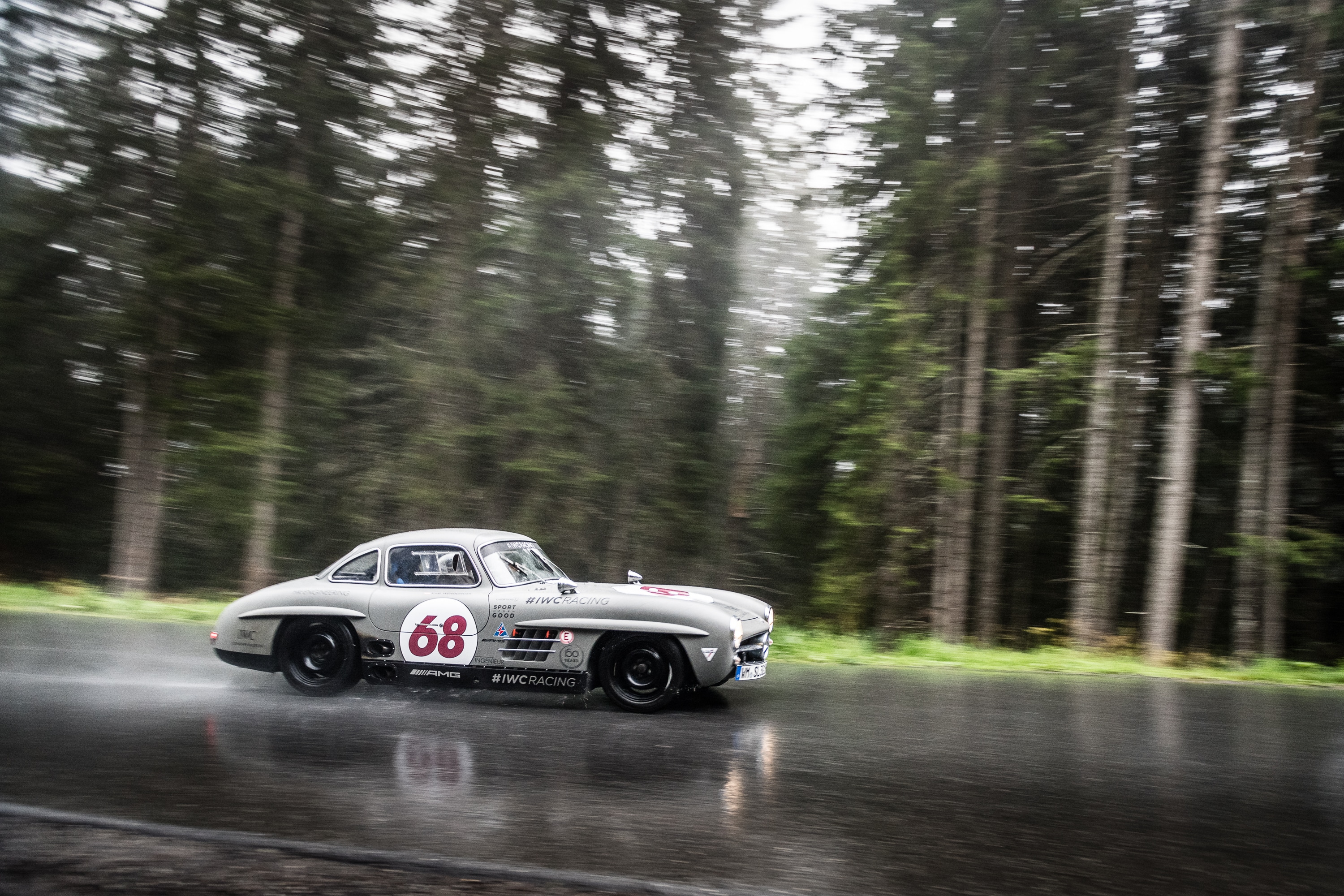 AROSA, SWITZERLAND – 03. September 2018: IWC Racing Team made its official Swiss debut at the 14th Arosa ClassicCar. Former FORMULA ONE driver Karl Wendlinger drove the Mercedes-Benz