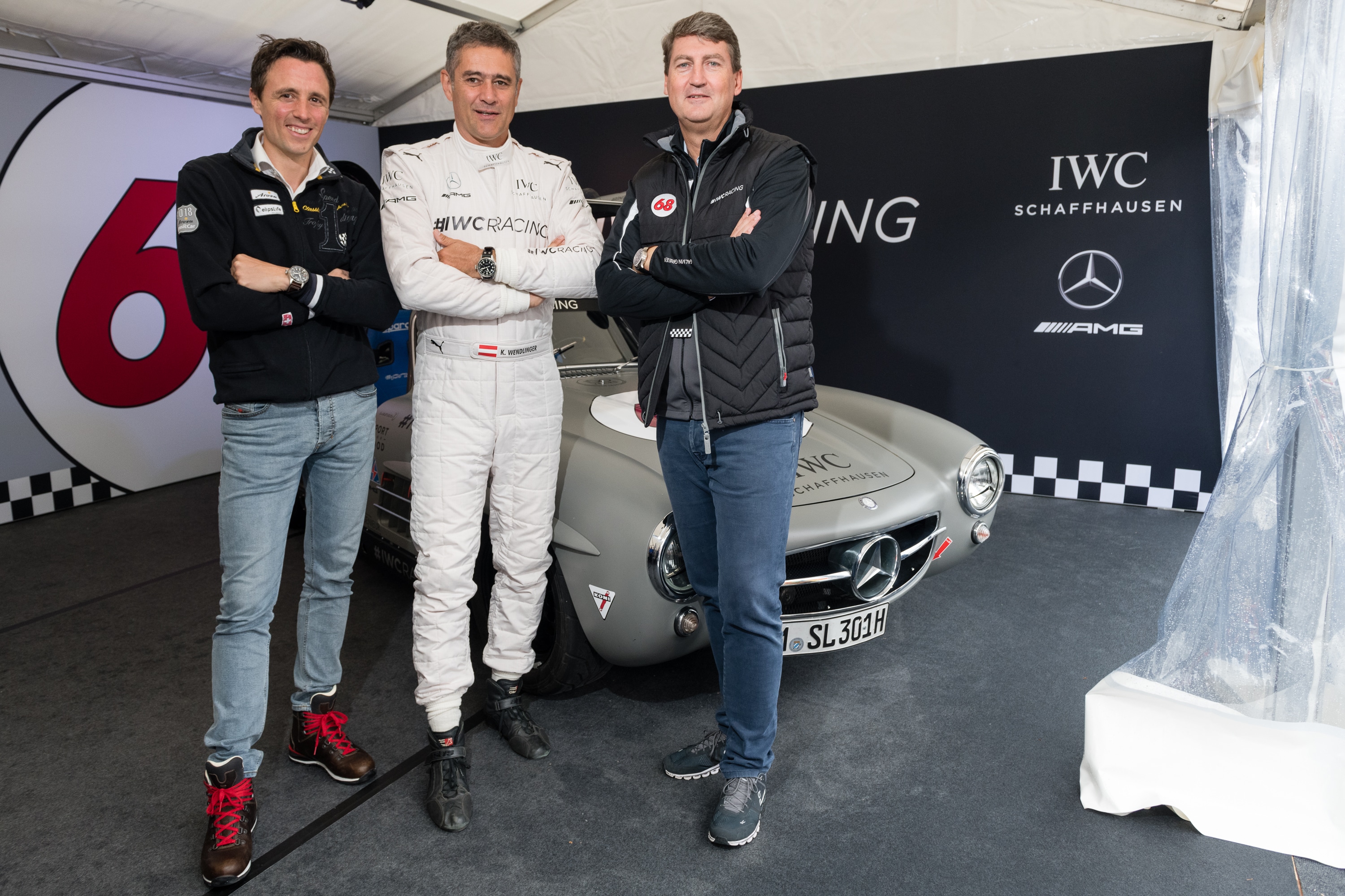 AROSA, SWITZERLAND – 03. September 2018: IWC Racing Team made its official Swiss debut at the 14th Arosa ClassicCar. Former FORMULA ONE driver Karl Wendlinger drove the Mercedes-Benz