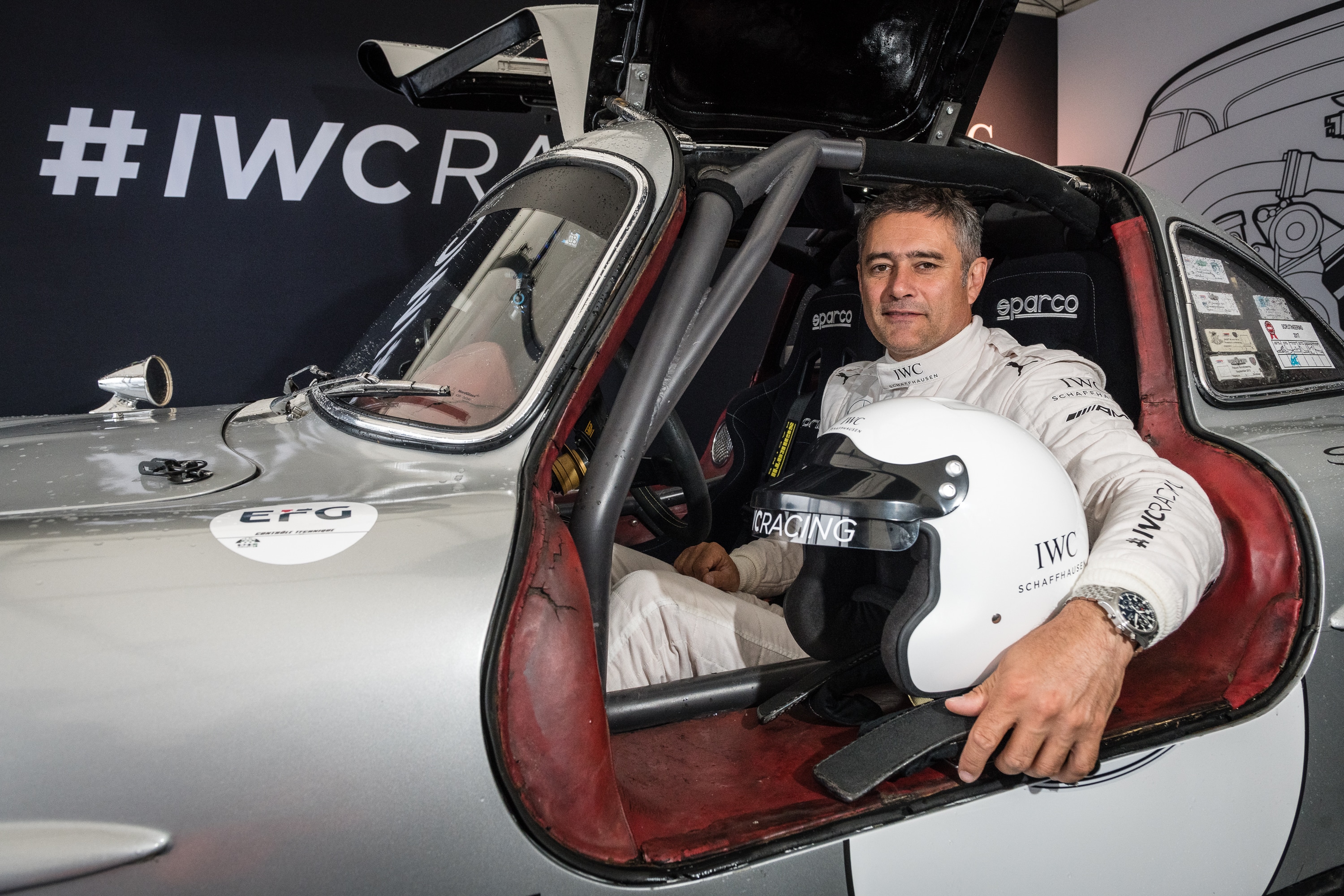 AROSA, SWITZERLAND – 03. September 2018: IWC Racing Team made its official Swiss debut at the 14th Arosa ClassicCar. Former FORMULA ONE driver Karl Wendlinger drove the Mercedes-Benz