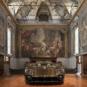 PAGANI UTOPIA unveiled at the national science technology museum in milan surrounded by original drawings by Leonardo Da Vinci